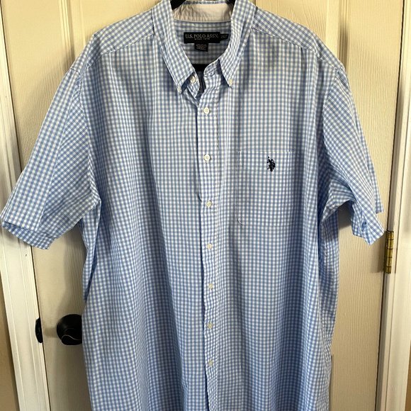 U.S. Polo Assn Men Blue Short Sleeve Button Shirt - Picture 1 of 7